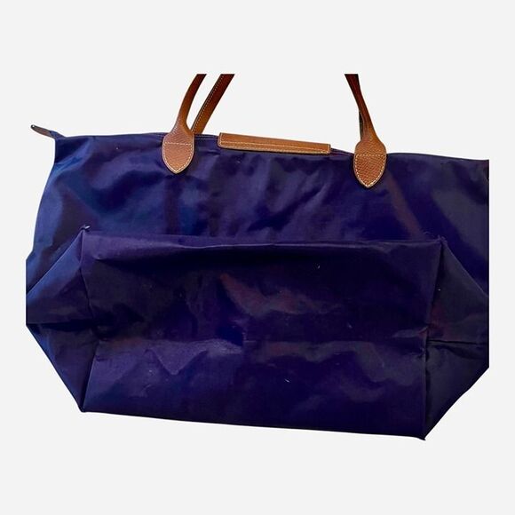 Longchamp Le Pliage Large Tote Bag Purple Amethyst Nylon Leather Trim 18”x11”x8” - Picture 4 of 6